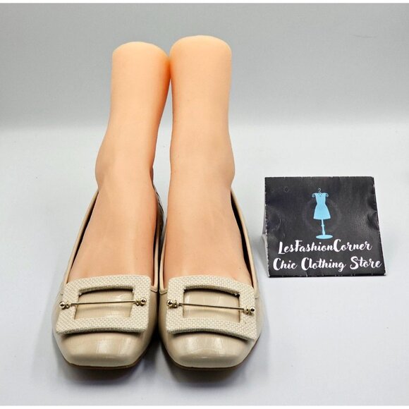 NWOB Zac Zac Posen Women's Beige Leather Vonte Skimmer Square Flats Sz 9.5 2692 - Picture 10 of 16